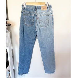 Vintage Levi’s 550 Classic Relaxed Two Tone Straight Leg, Frayed Hem Mom Jeans